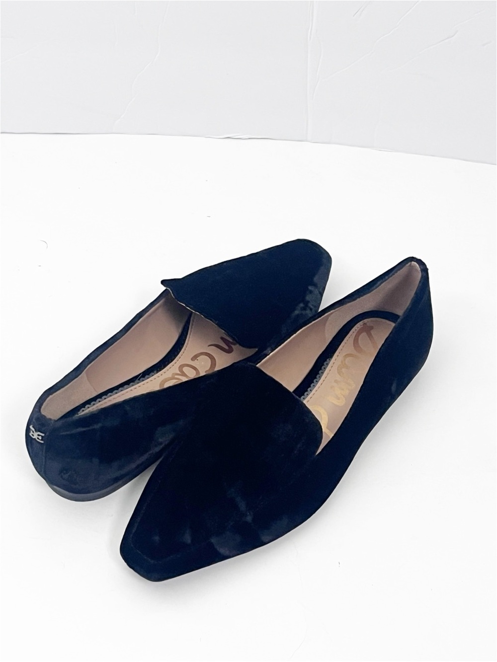 SAM EDELMAN Emelie Black Velour Square Tie Slip On Loafers Size 7M Neutral Boho